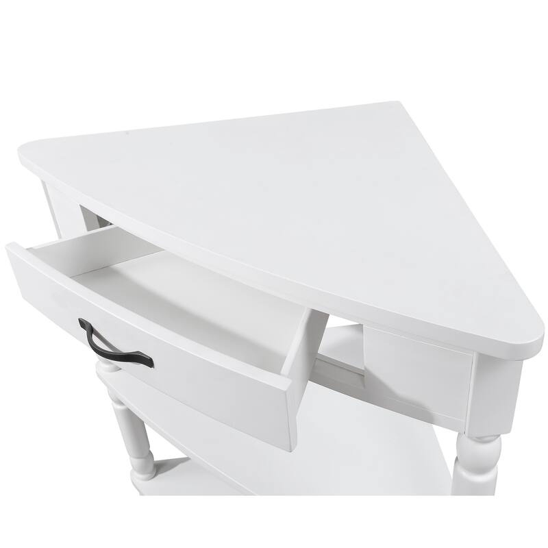 33.8'' Small Triangle Corner Table, Wood Corner Side Table for Small Spaces/ Living Room