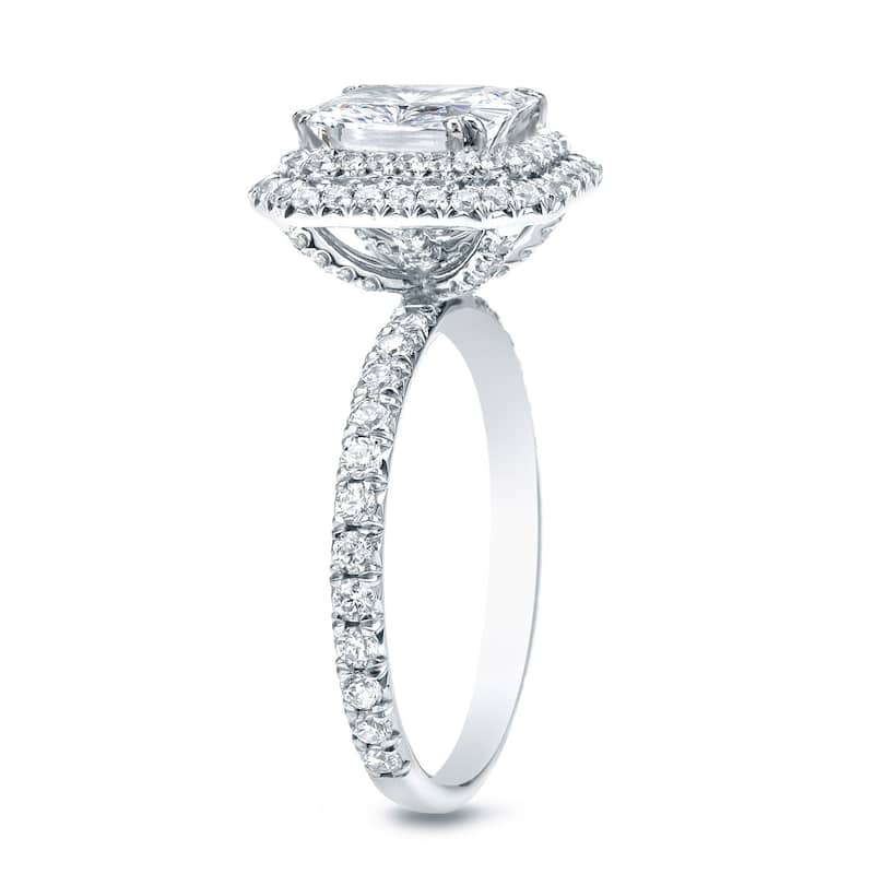 Auriya 18k Gold 3ctw Cushion-cut Halo Diamond Engagement Ring Certified (H-I, VS1-VS2)