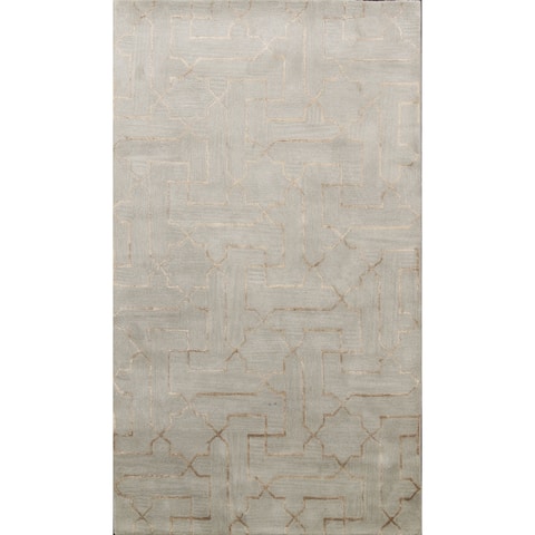 Modern Wool/ Silk Trellis Area Rug Hand-tufted Oriental Carpet - 5'0" x 8'0"