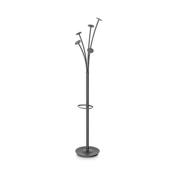 Festival Coat Stand with Umbrella Holder, Five Knobs, 14w x 14d x 73.67h, Black Festival Coat Stand with Umbrella Holder, Five Knobs, 14w x 14d x 73.67h, Black
