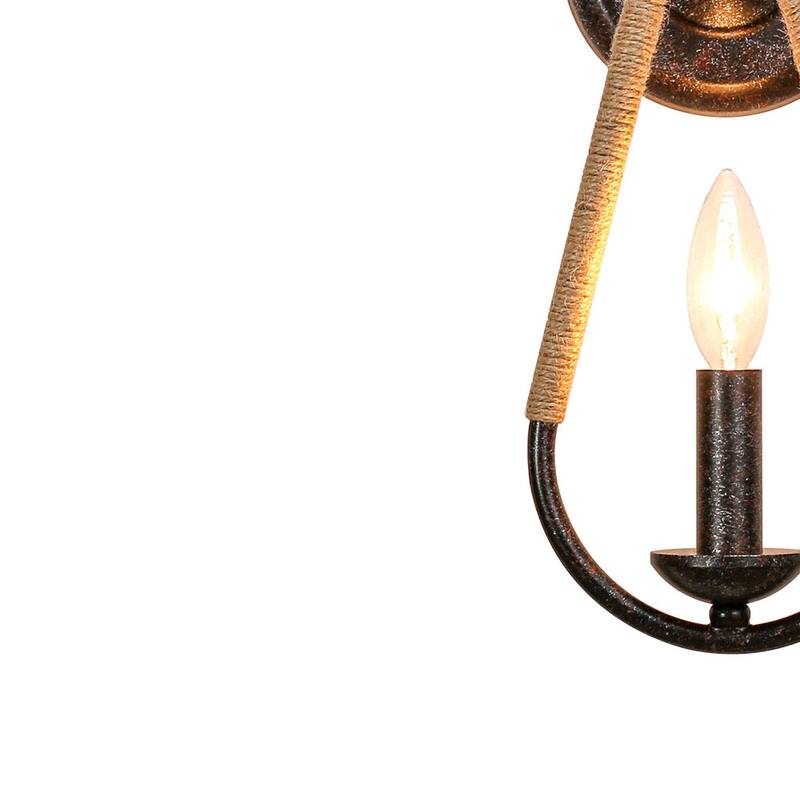 Rustic Hemp Rope Candle Style Single Wall Sconce