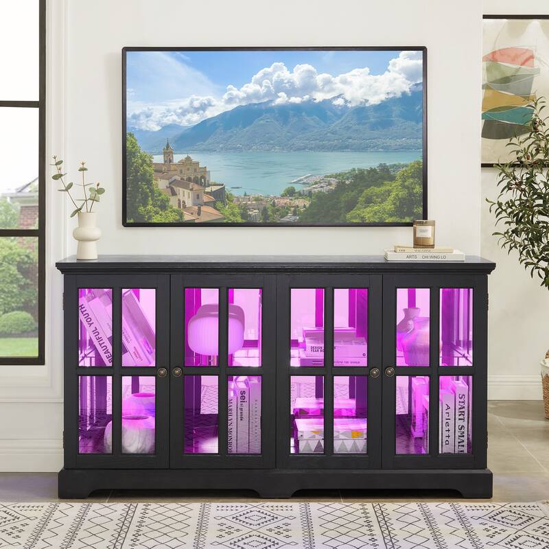 LED Curio Display Cabinet Antique Display Cabinet with Glass Doors