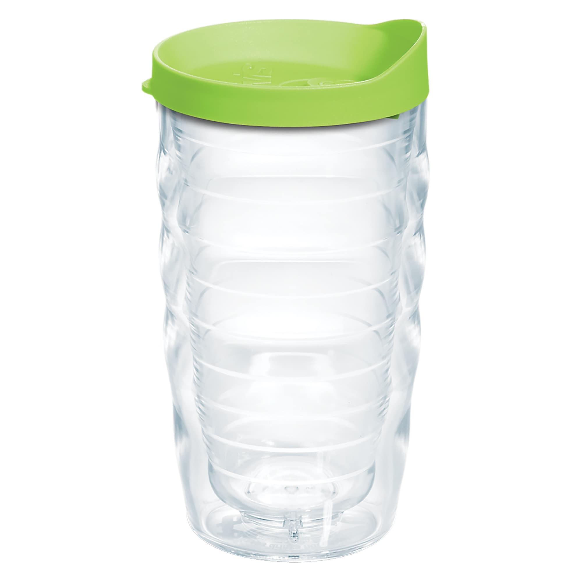 Tervis Clear & Colorful Lidded Made in USA Double Walled Insulated Travel Tumbler, Lime Green Lid - 10oz Wavy