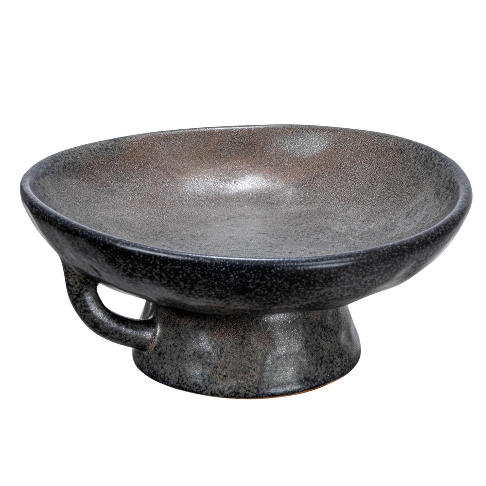 Stoneware Footed Pedestal Bowl with Handles