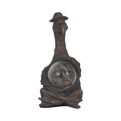 Sagebrook Home's Antique Copper 10" Flamingo, Polyresin with Solar-powered Orb