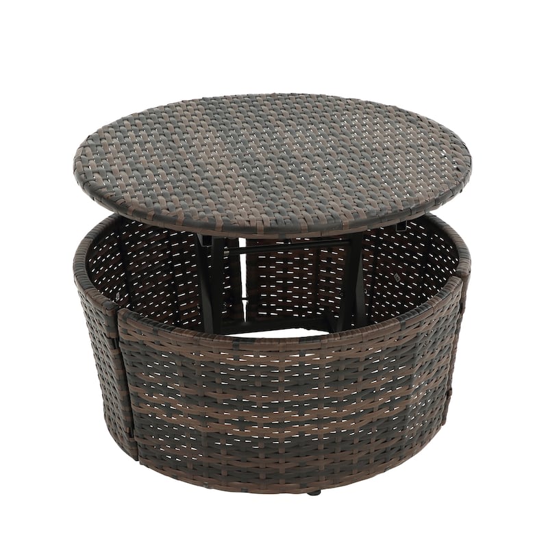 Hot Sale KD Rattan Round Lounge With Canopy Bali Canopy Bed Outdoor,Wicker Outdoor Sofa Bed with lift coffee table