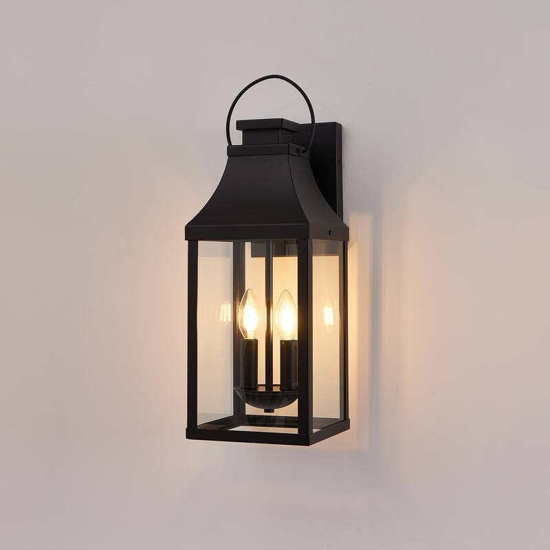 Outdoor Black Wall Lantern Sconce Light