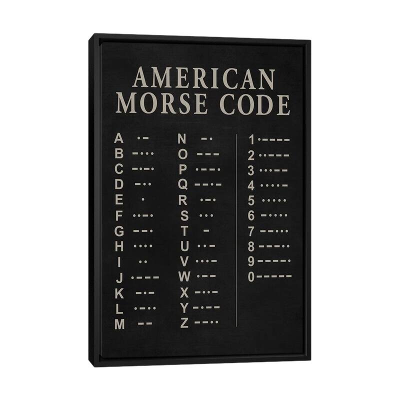 iCanvas "Morse Code" by PatentPrintStore Framed Canvas Print - Black - 48x32