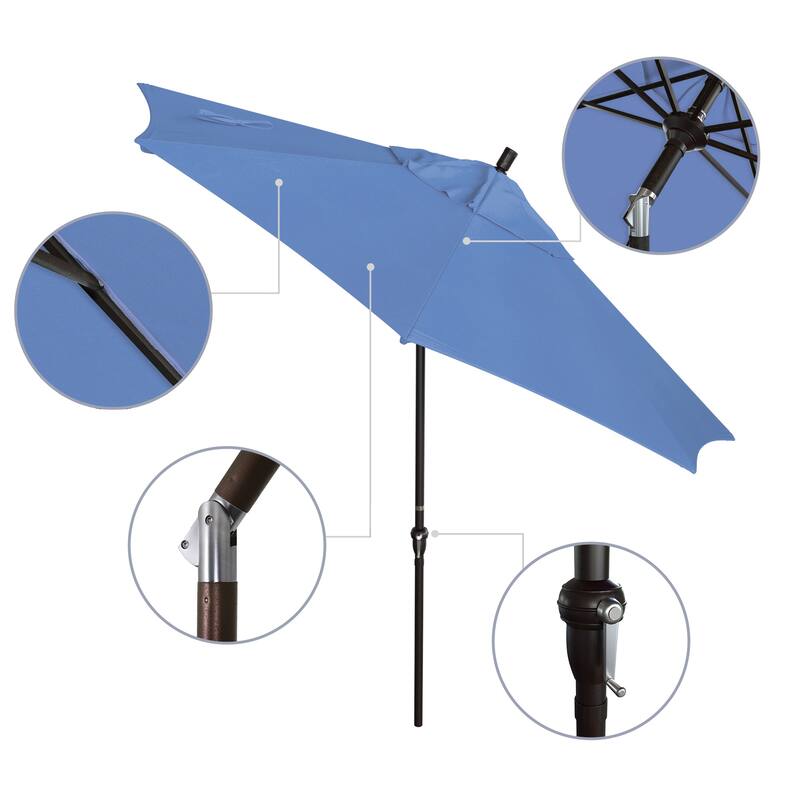 California Umbrella 9' Rd Alum Crank Open Auto Tlit Patio Umbrella