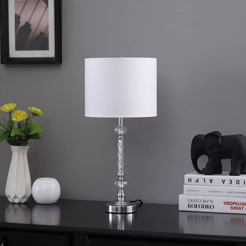 19.25 In. Audrey Twisted Crystal Modern Silver Table Lamp
