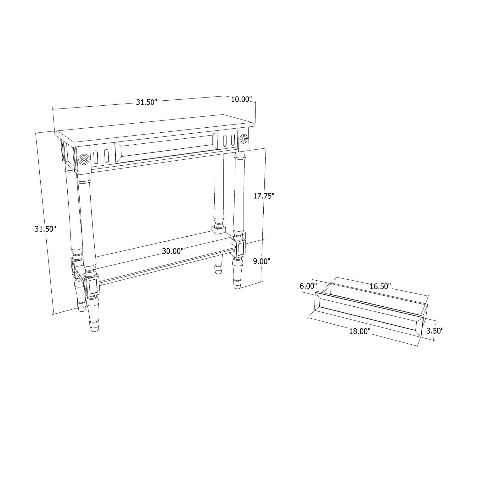 Marisol Narrow Console Table with Drawer & Shelf – Bayur Wood, Black by East at Main