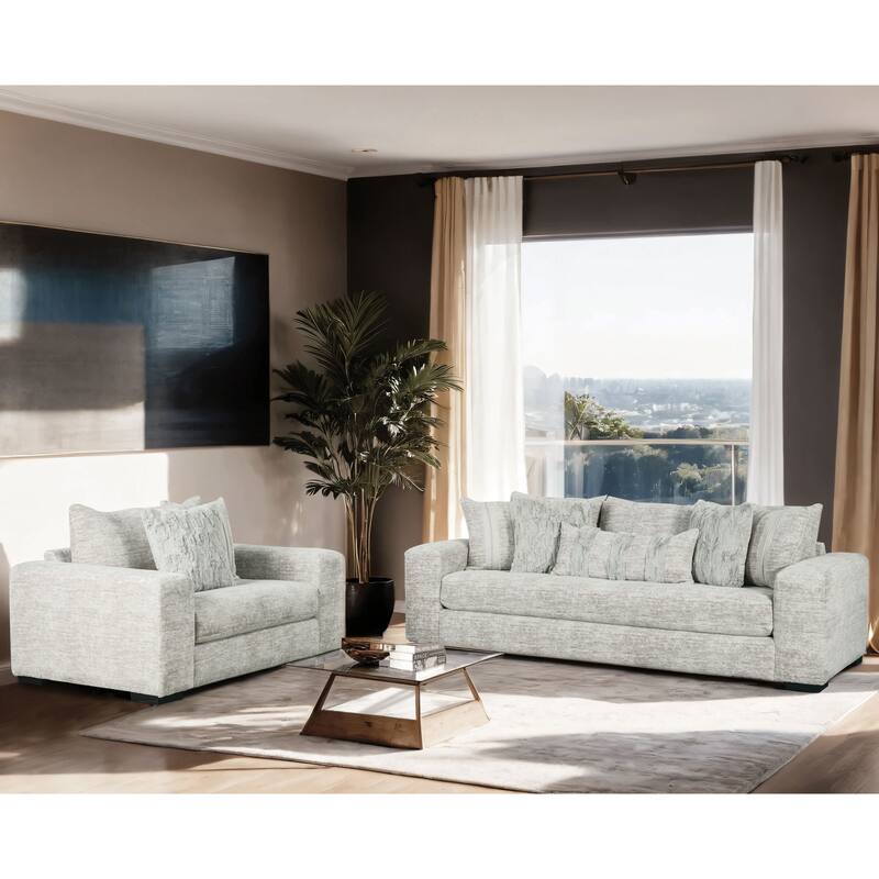 Furniture of America Rilsa USA Made 2-Piece Grey Upholstered Sofa Set with Pillows - Grey