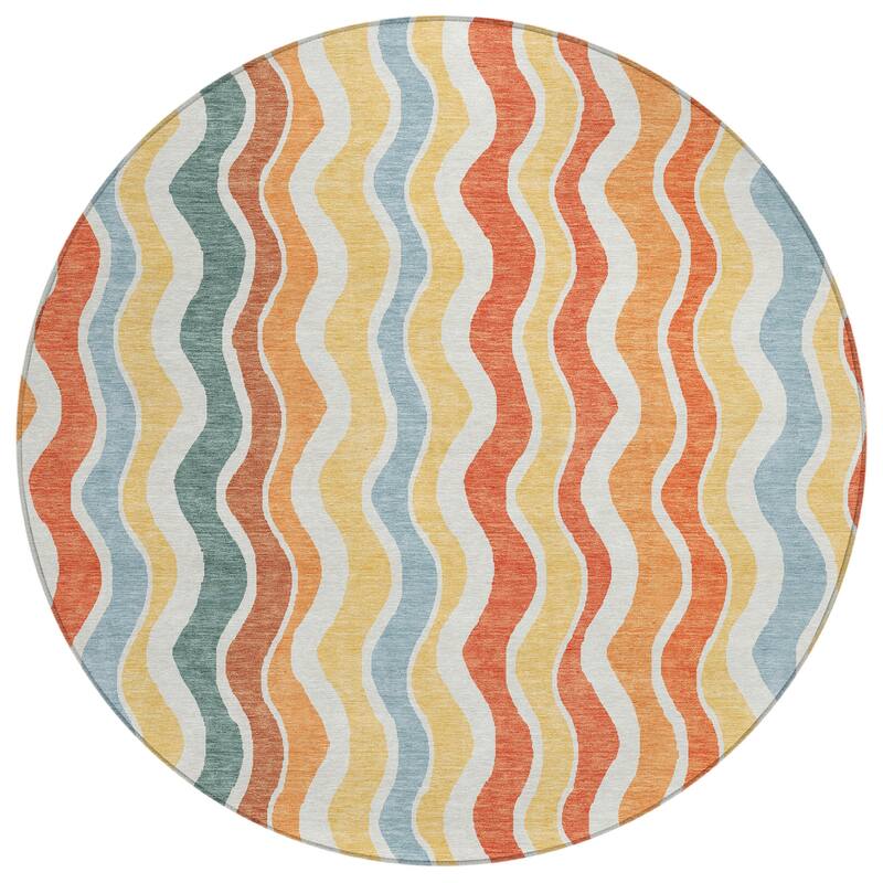 Machine Washable Indoor/ Outdoor Funky Stripe Chantille Rug