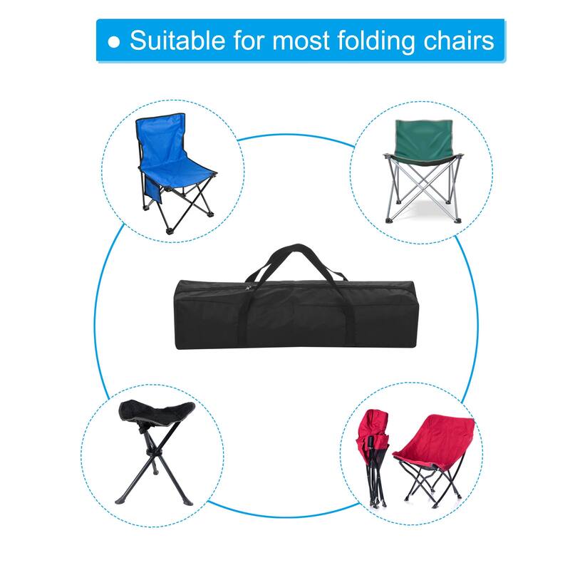2Pcs 25" Camp Chair Replacement Bag Nylon Large Zippered Carrying Bag with Strap - Black