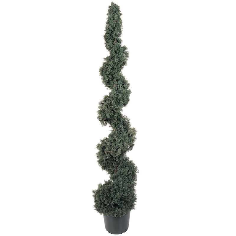 Spiral Silk Tree - 5ft Indoor Outdoor Accent - Lush Green Foliage - Decorative Accent Tree - Home Decor - 5ft.