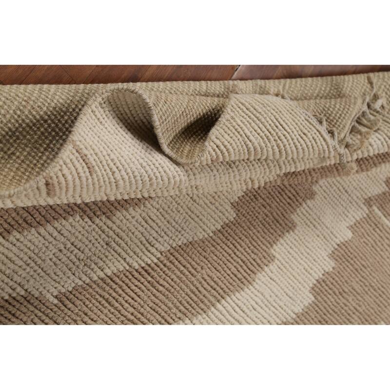 All-Over Striped Moroccan Oriental Area Rug Handmade Wool Carpet - 6'2"x 9'6"