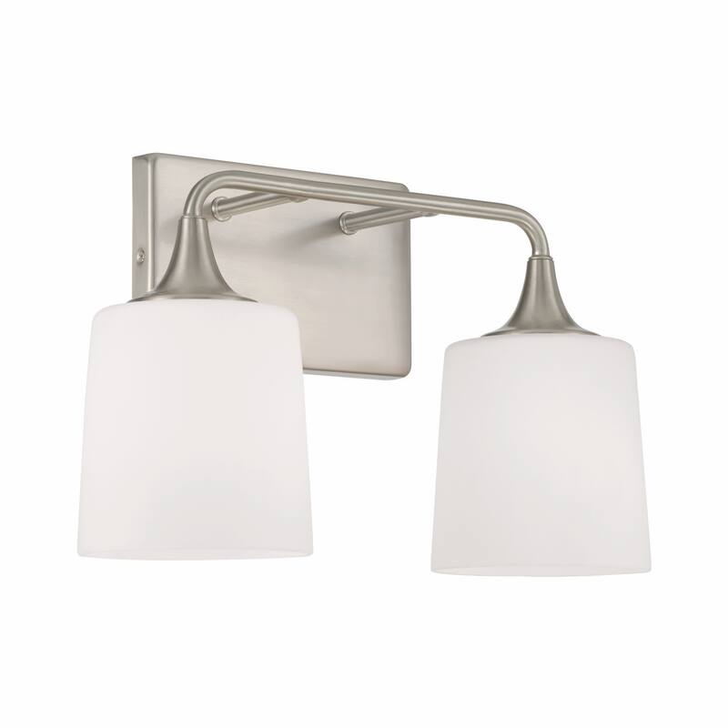 Presley 2-light Bath/ Vanity Fixture w/ Soft White Glass - Brushed Nickel