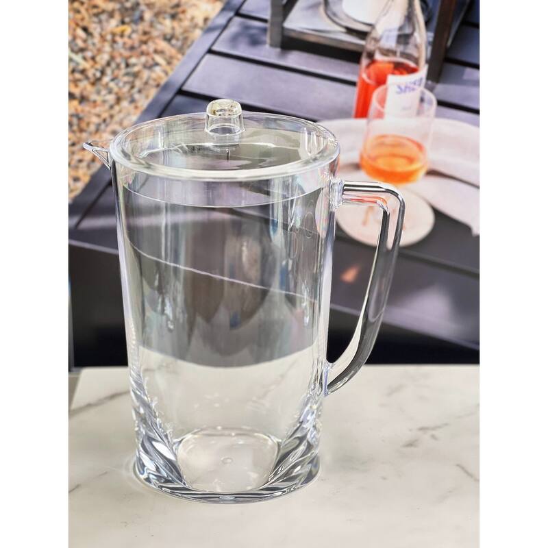Water Pitcher with Lid, Oval Halo Design Unbreakable Plastic Pitcher