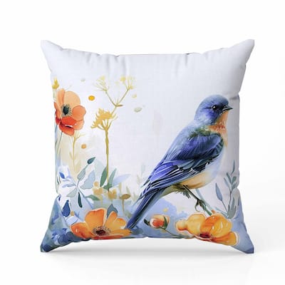 Tranquil Thicket Indoor/Outdoor Reversible Throw Pillow Blue and Orange