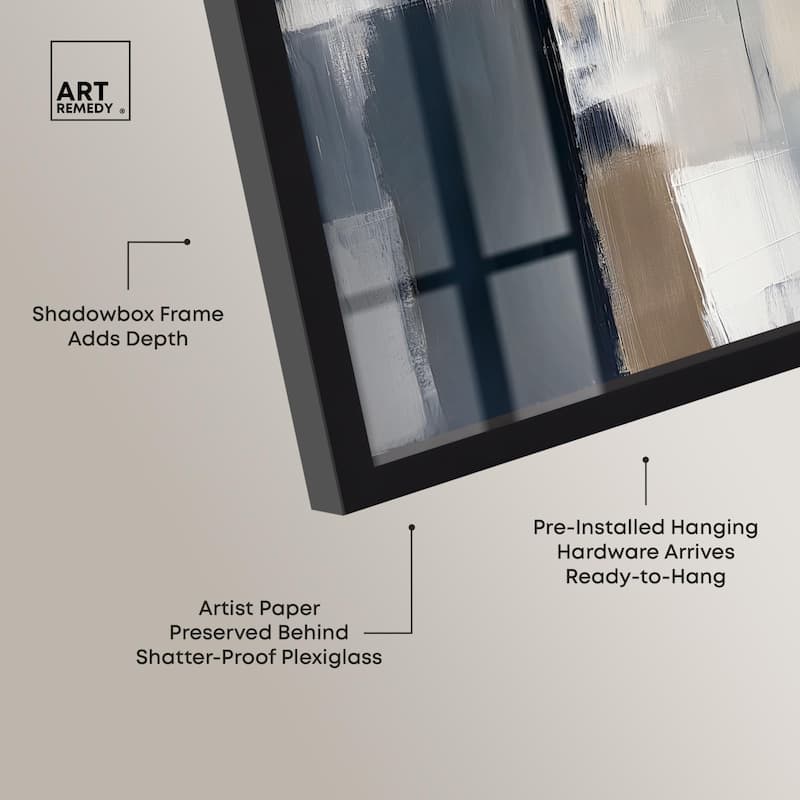 Blue and Tan Abstraction II Shadowbox by Art Remedy