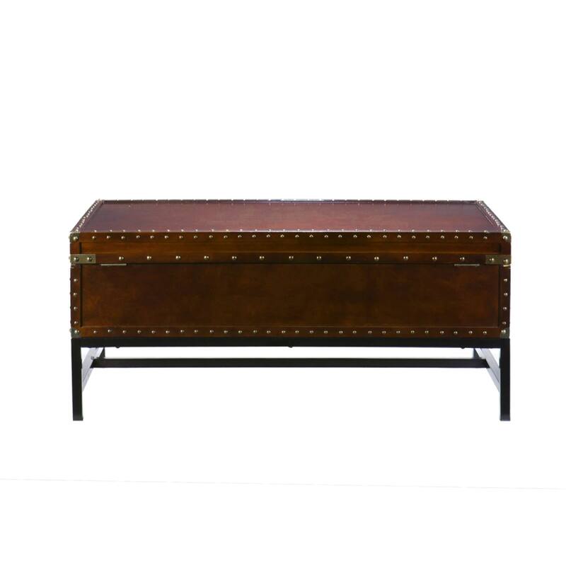 HomeRoots 42" Brown Manufactured Wood And Metal Rectangular Coffee Table - 42