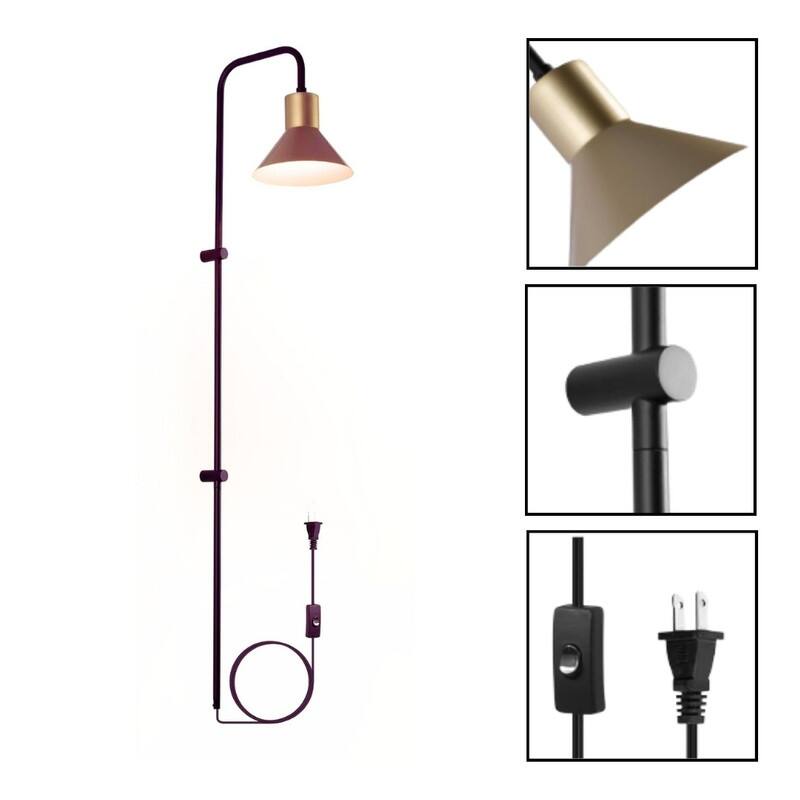 1 Pcs light wall bedroom black plug in wall sconce metal wall light
