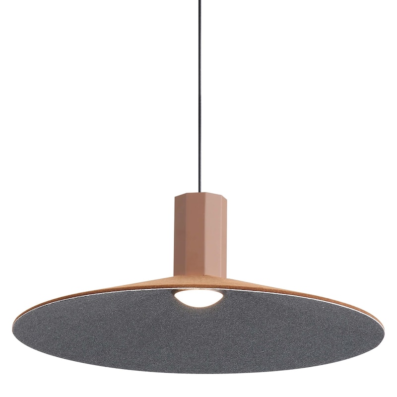 Golden Lighting Faroe 20in Integrated LED Pendant in Coffee/Black Felt - Brown
