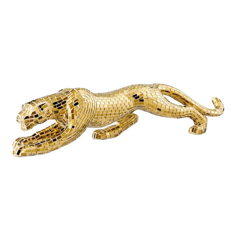 Sitting Panther Resin Sculpture - N/A