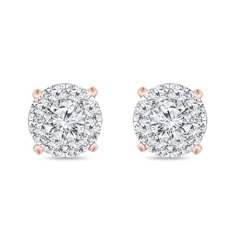 Auriya 14k Gold 1ctw Round Pave Diamond Stud Earrings (H-I, I1-I2)