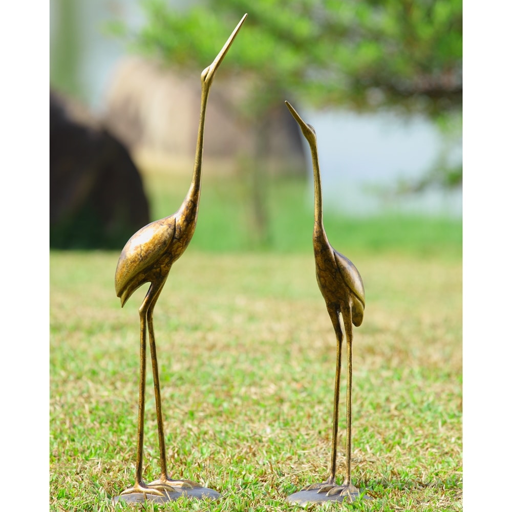 Spi Aluminum Crane Set Of 2 Statues - 29 X 9 X 5.5 inches