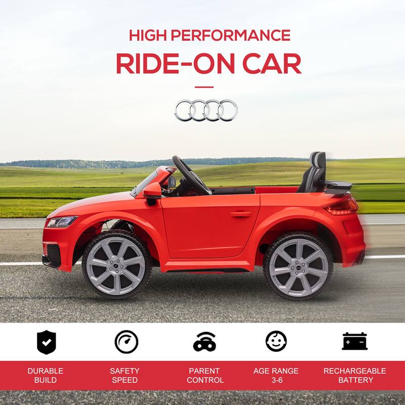 Licensed Audi TT RS 6V Kids Ride On Car with Suspension, Remote Control, Horn, Music & MP3 Player