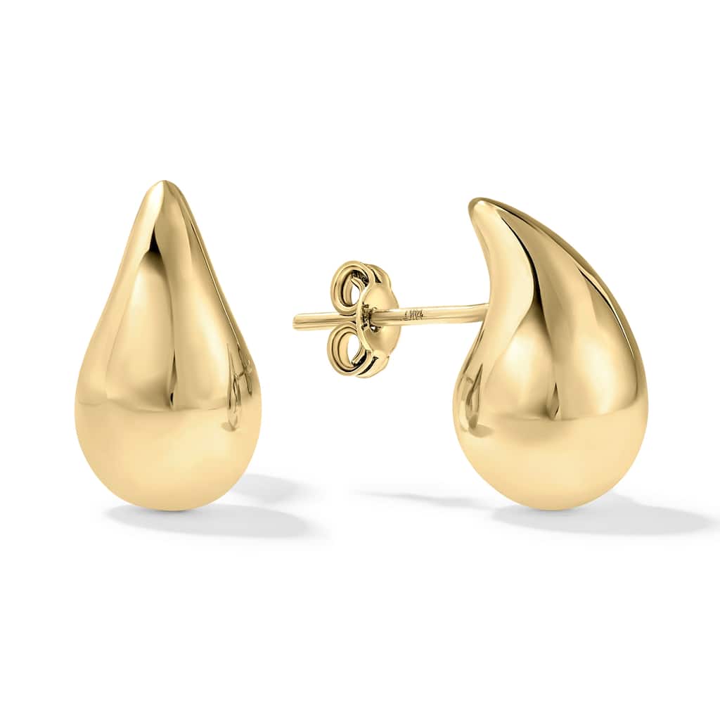 Clover 14K Yellow Gold High-Polish Teardrop Earrings