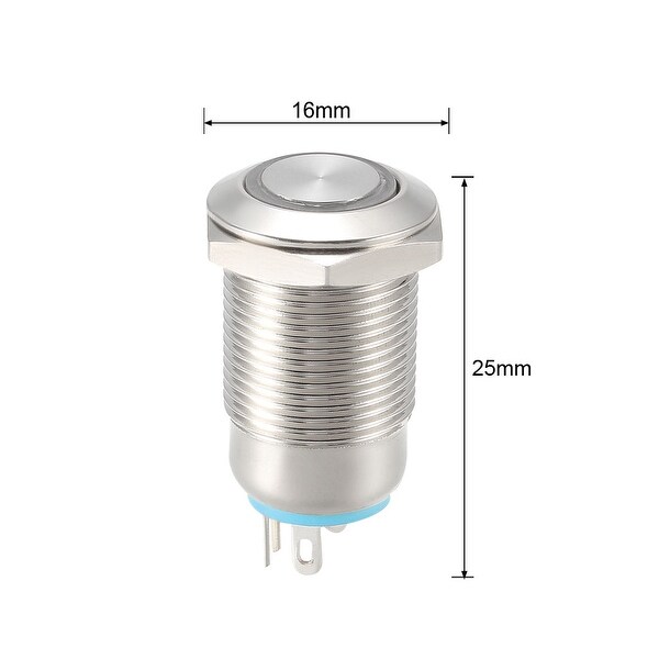 uxcell Momentary Metal Push Button Switch Flat Head 12mm Mounting Dia 1NO 3-6V Red LED Light