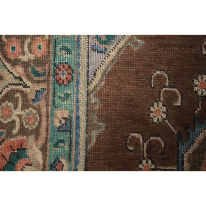 Hand Knotted Oriental 100% Wool Carpet Traditional Floral Brown Tabriz Area Rug - 6' 6'' X 4' 7''