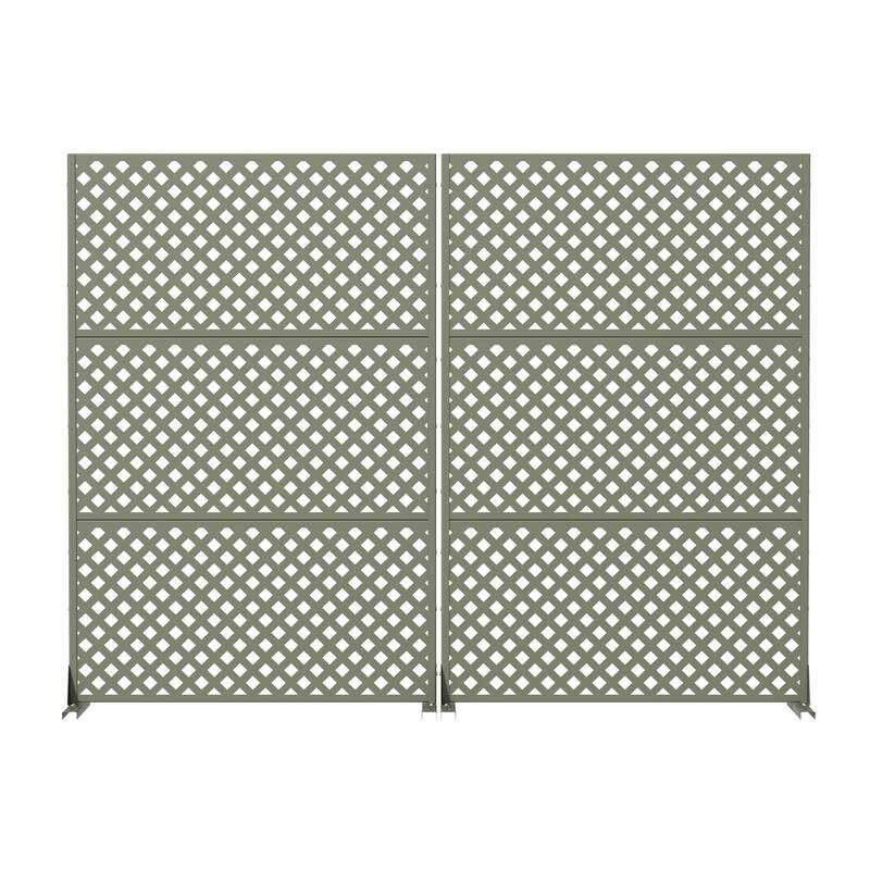 Outdoor Rectangle Privacy Screens Metal Screen Fence Panel Set of 2