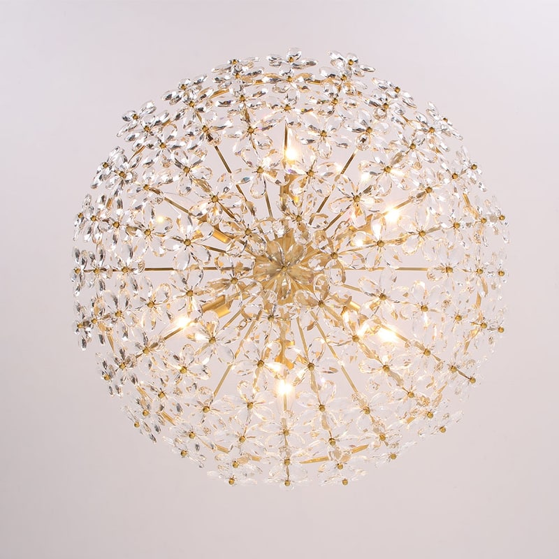 Glam Luxury Sculptural Faceted Crystal Flower Vine Chandelier 28.7in