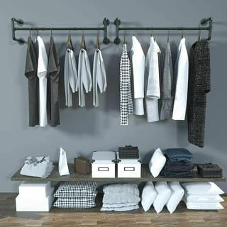 Industrial Pipe Clothes Rack Wall Mounted Hanging Rod Rail Garment