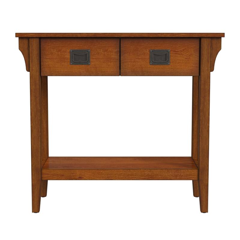 Larina 36 in. W Rectangular Wood 2-Drawer Console Table with Lower Open Shelf