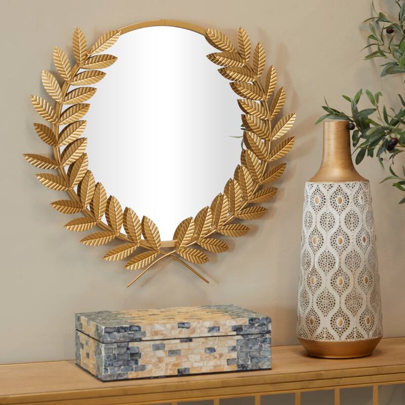 CosmoLiving by Cosmopolitan Gold Metal 3D Floral and Leaf Wall Mirror