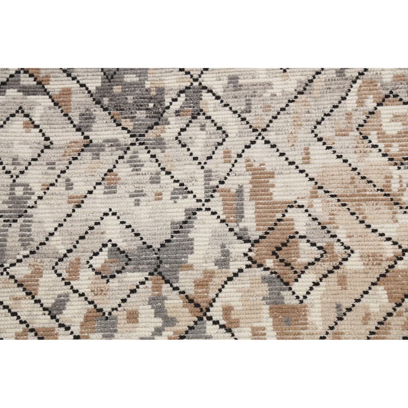 Geometric Moroccan Oriental Wool Area Rug Hand-knotted Modern Carpet - 5'4" x 7'5"