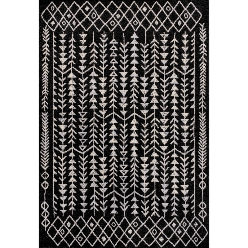 JONATHAN Y Asilah Moroccan Geometric Area Rug - 8 X 10 - Black/Cream
