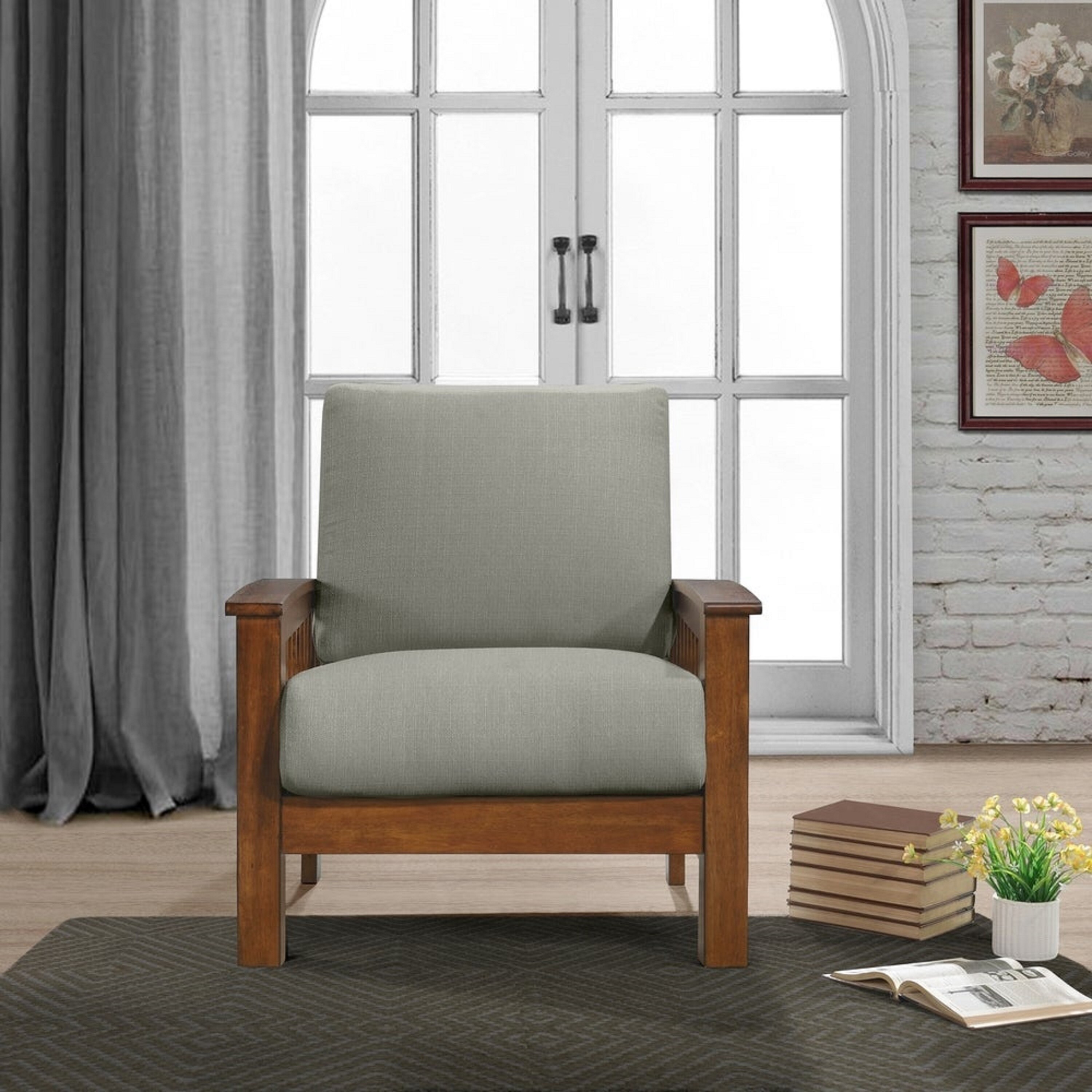 Carson carrington fabric mission style arm chair top