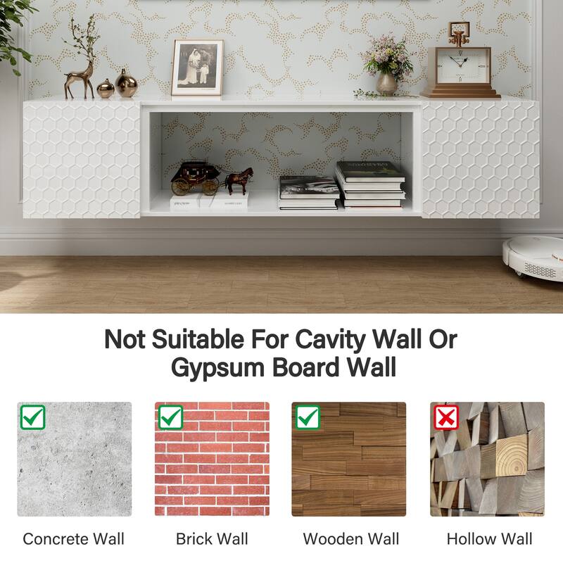 67" Wall Mount Floating TV Stand up to 80 in