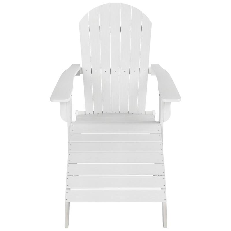 Vineyard HIPS Outdoor Folding Eco-Friendly All Weather Seashell Adirondack Chair with Ottoman (2-Piece Set)