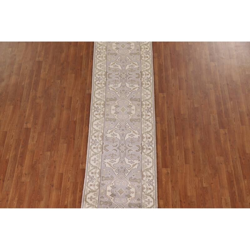 Oushak Style Runner Rug Hand-knotted Wool Carpet - 2'6"x 9'11"