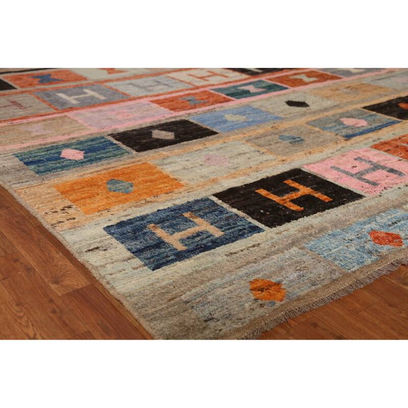 All-Over Geometric Moroccan Oriental Area Rug Hand-Knotted Wool Carpet - 8'5" x 9'11" - 8'5" x 9'11" - Multi-Color