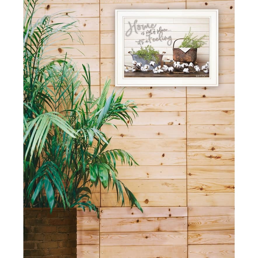 TrendyDecor4U Traditional "Home is not a Place" Framed Print Wall Art by Susan Boyer - Brown, Oranges, Tans