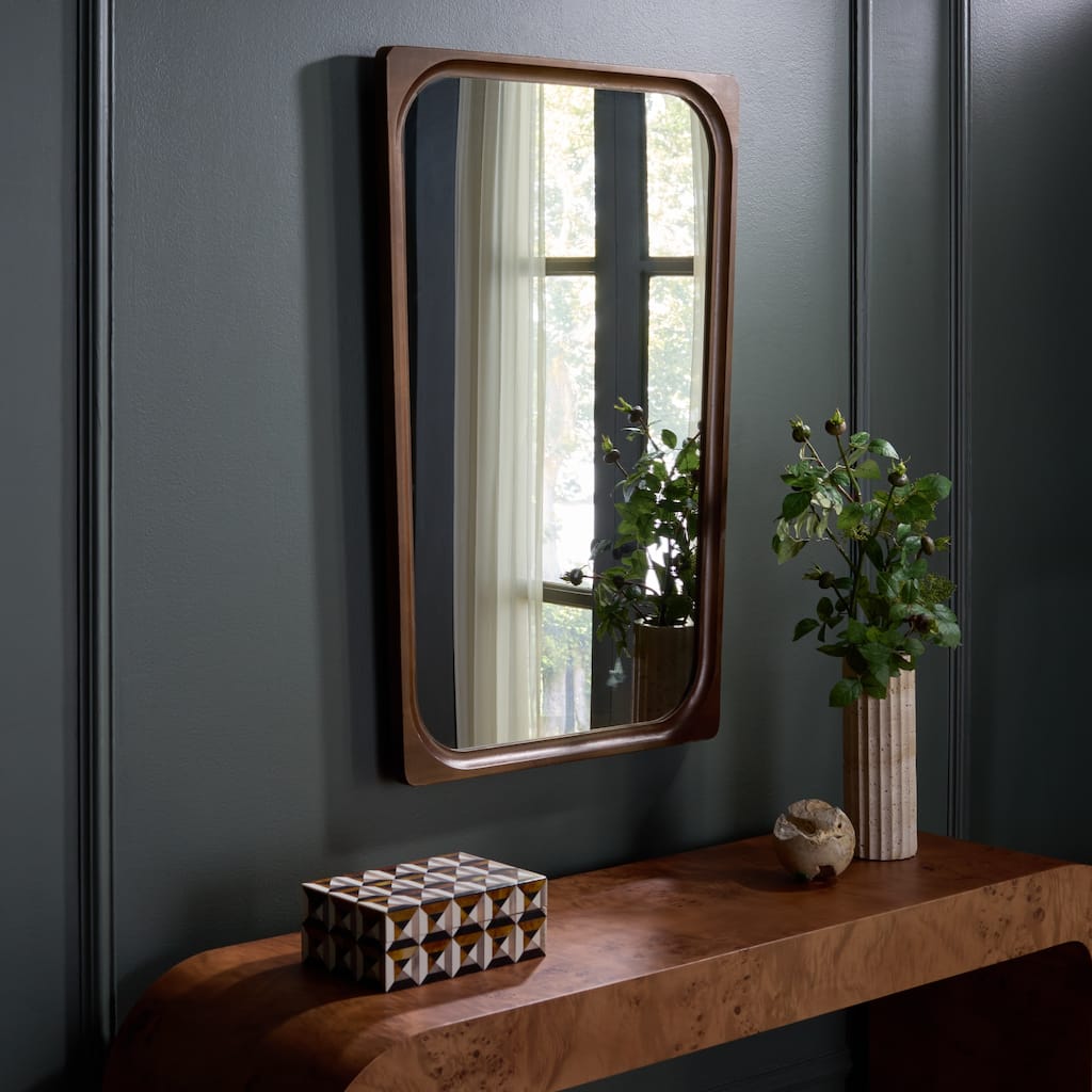 SAFAVIEH Home Lola -24 x 35-inch, Rubberwood/Mdf/Glass, Mirror - 24"W x 1"D x 35"H