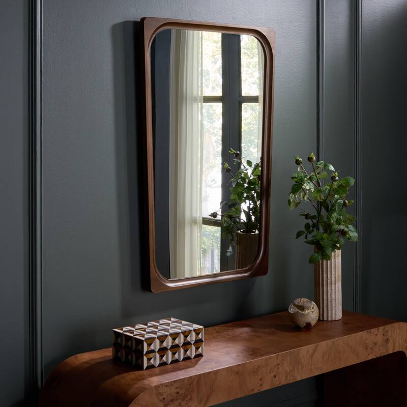 SAFAVIEH Home Lola -24 x 35-inch, Rubberwood/Mdf/Glass, Mirror - 24"W x 1"D x 35"H