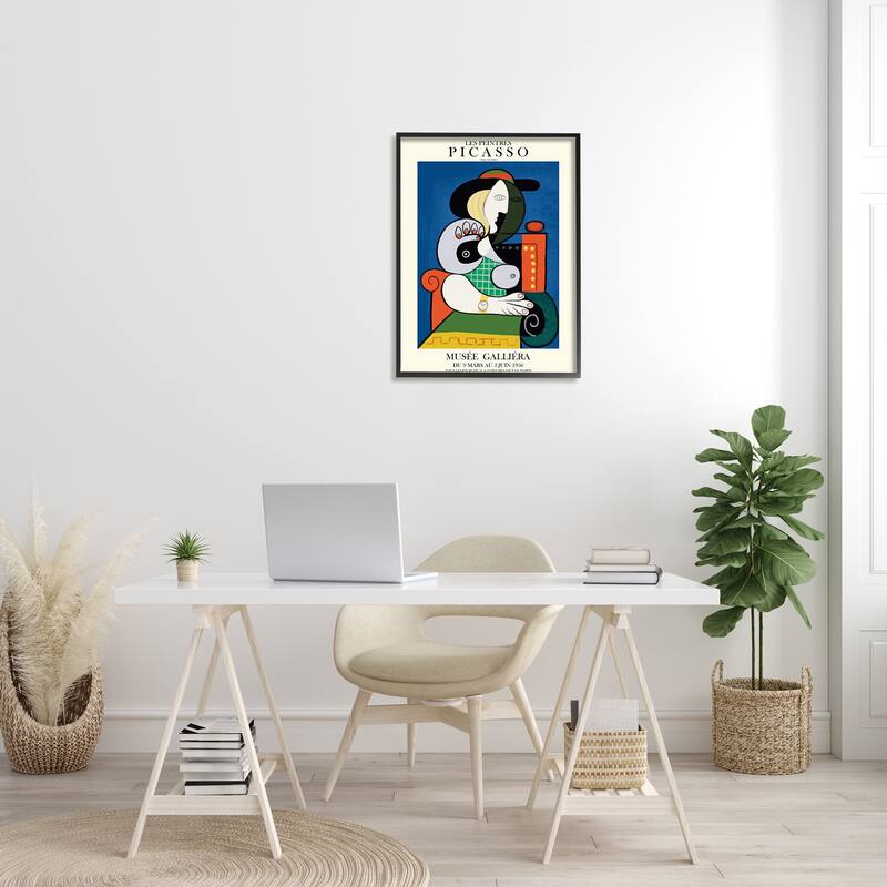 Stupell Picasso Classical Abstract Artist Red Chair Woman Framed Wall Art